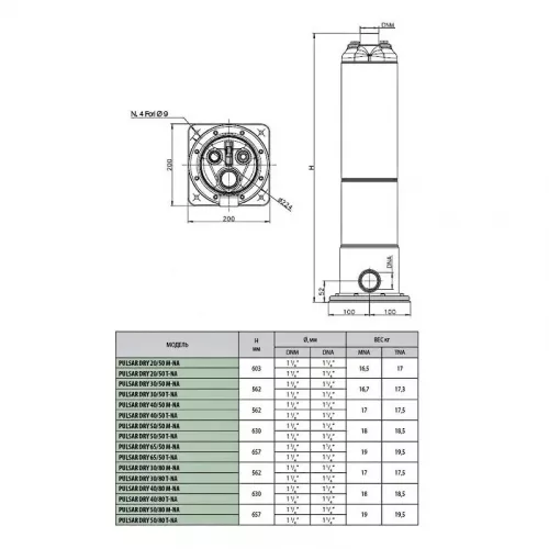 Насос колодезный DAB PULSAR DRY 65/50 T-NA 3 x 230 V, 104165470