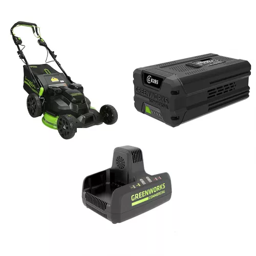 Greenworks GC82LM61S газонокосилка аккумуляторная с АКБ G82B5 (2 шт) и ЗУ G82C2 в комплекте