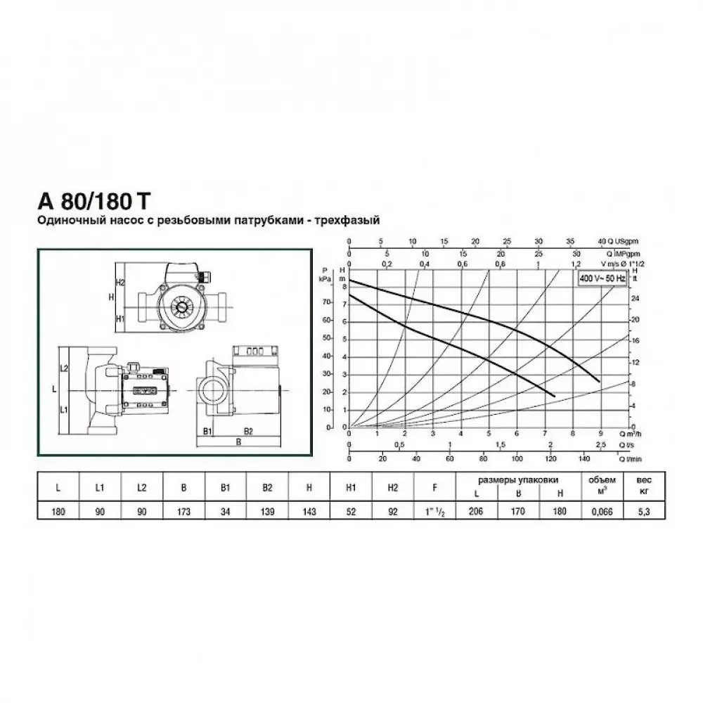 Насос циркуляционный бытовой DAB A 80/180 T, 505807601