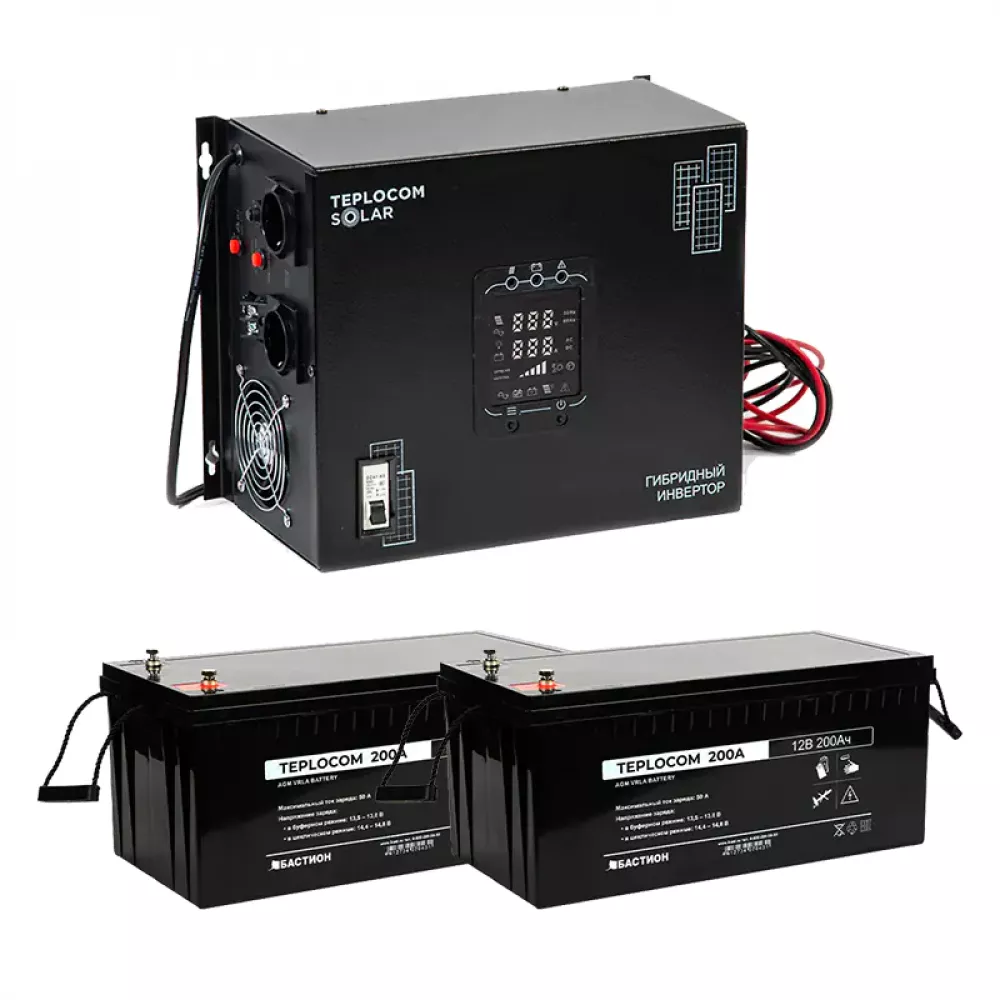 TEPLOCOM Solar 1500, 200Ач источник бесперебойного питания и 2 акб, 12383