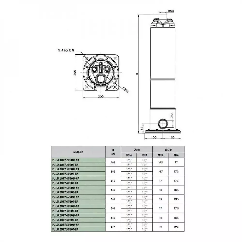 Насос колодезный DAB PULSAR DRY 30/50 T-NA 3 x 230 V, 104165410