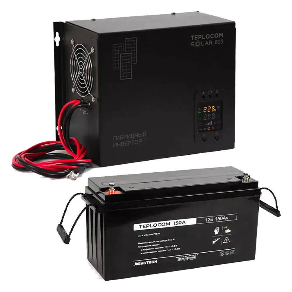 TEPLOCOM Solar 800, 150Ач источник бесперебойного питания и акб, 12379