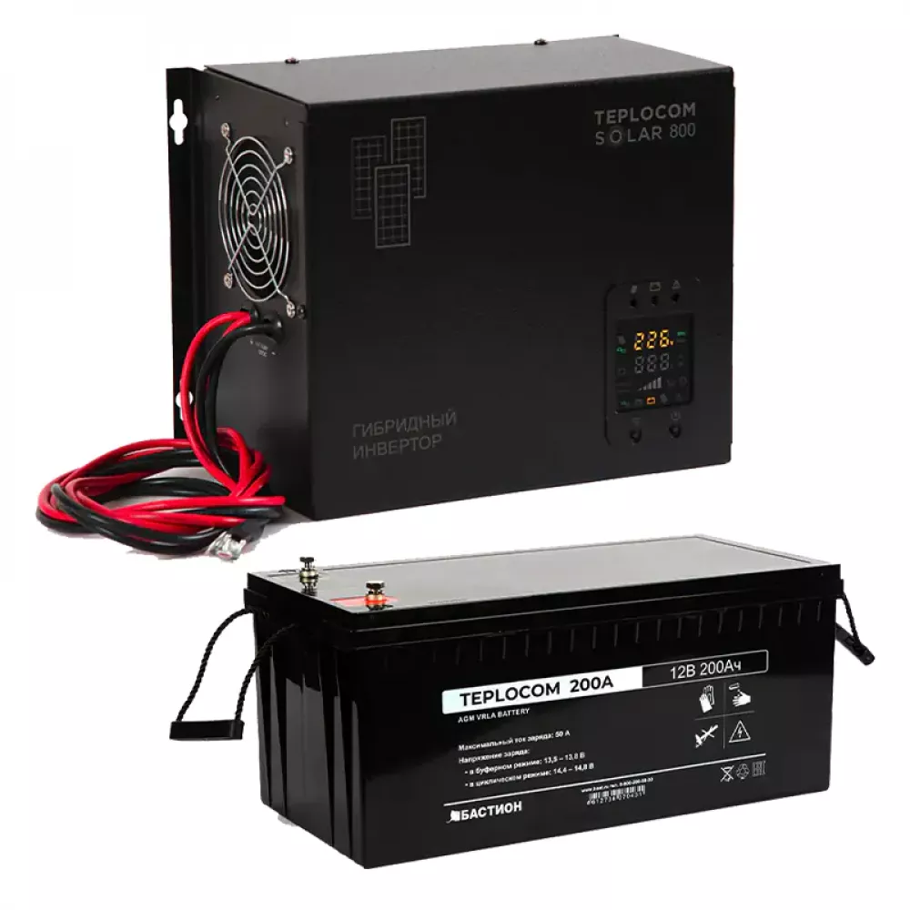 TEPLOCOM Solar 800, 200Ач источник бесперебойного питания и акб, 12380