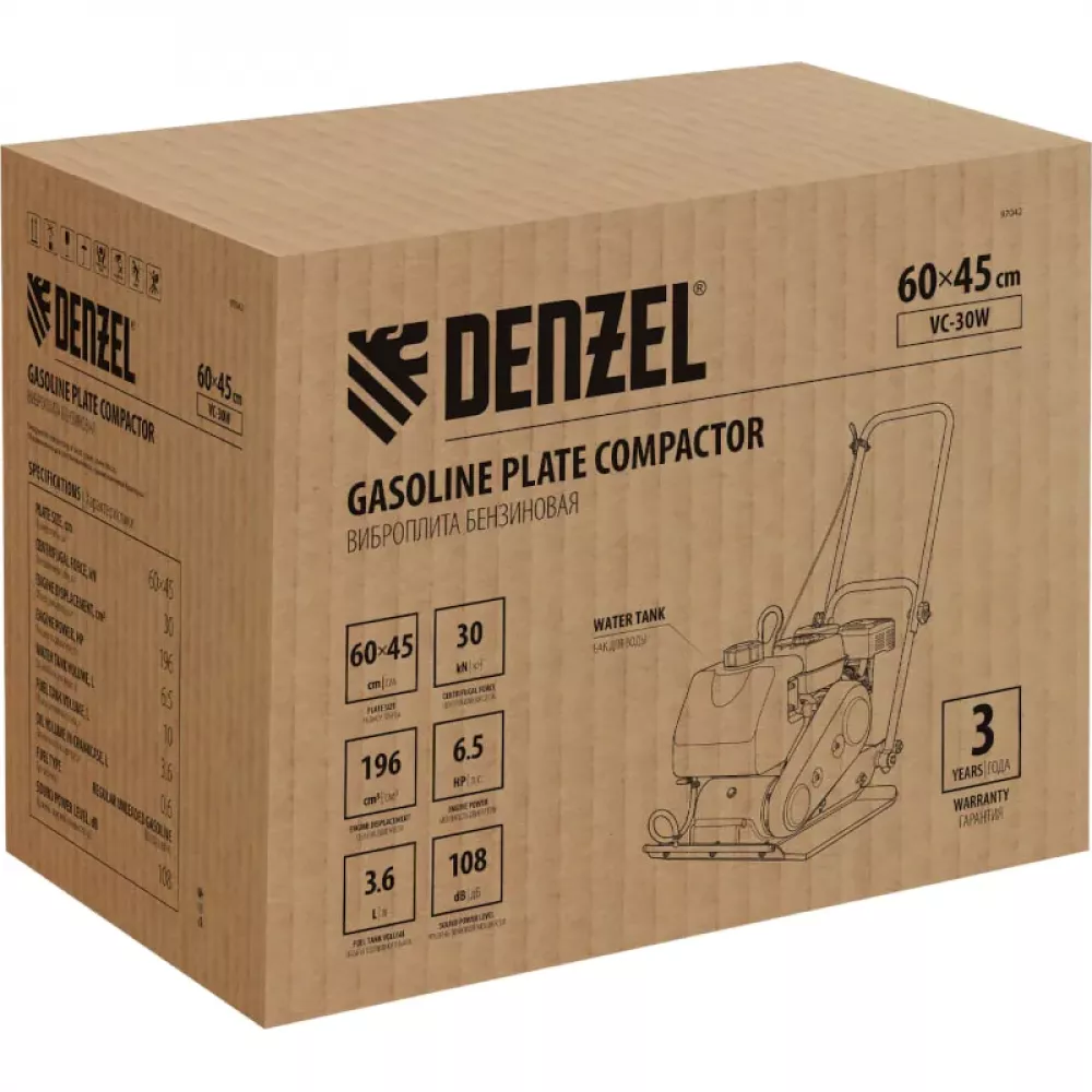 DENZEL VC-30W виброплита бензиновая 97042