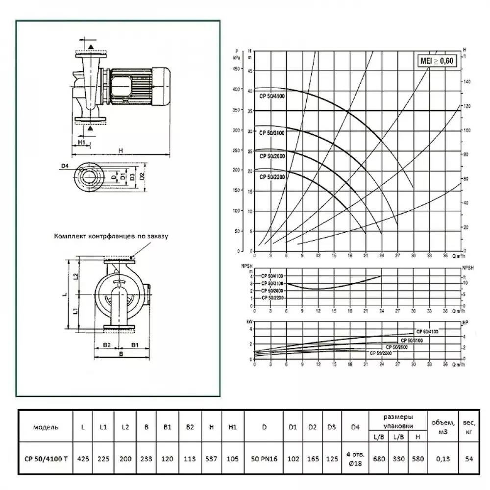 Насос центробежный ин-лайн DAB CP 50/4100 T, 60179893