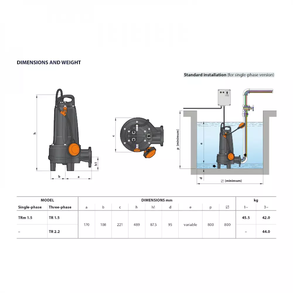 Насос фекальный Pedrollo TRITUS TR 1.5, 48SHT02A
